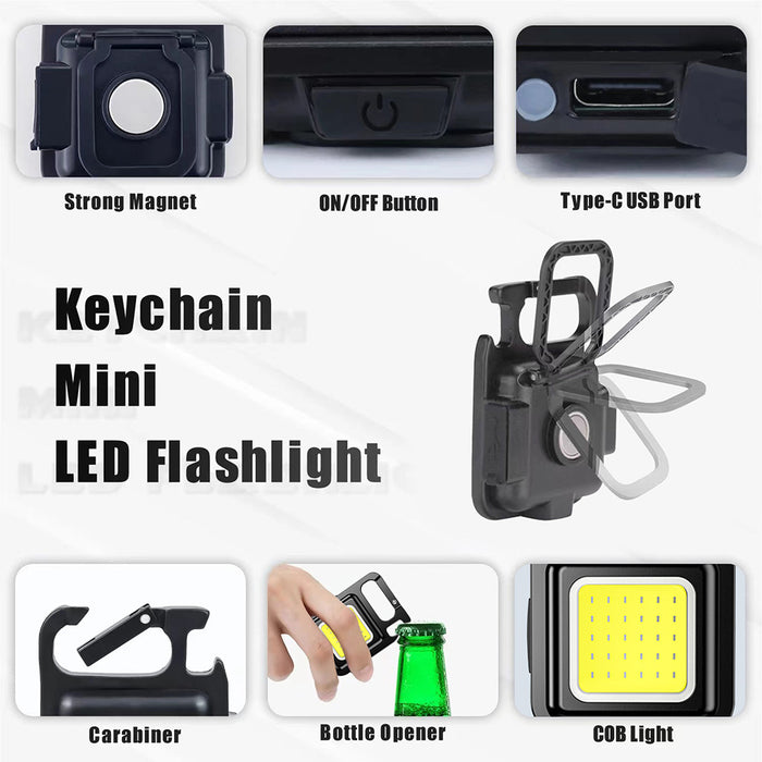 Mini Portable Flashlight Rechargeable Glare COB Keychain Light LED Work Light USB Charge Emergency Lamps Outdoor Camping Light