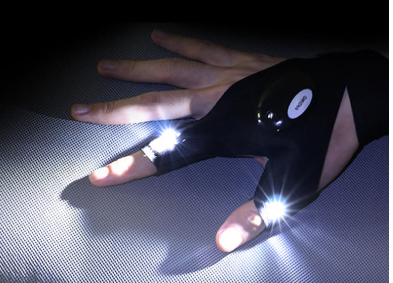 LED Outdoor Flashlight Fishing Half Finger Gloves Sports Lighting Fishing Gloves Lighted Gloves