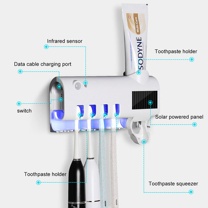 Intelligent UV Toothbrush Sterilizer Automatic Toothpaste Squeezer Toothbrush Toothpaste Rack