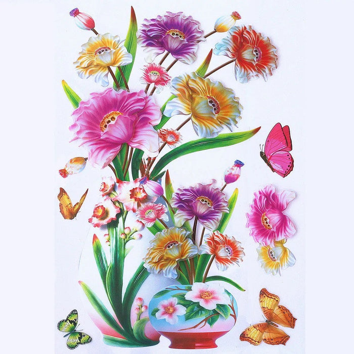 Phalaenopsis Vase Sticker Sticker Wallpaper Self-adhesive 3d Stereo