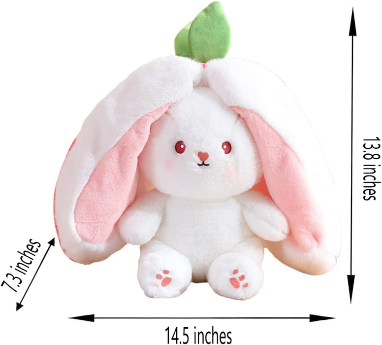 Big Strawberry Rabbit Stuffed Animal 14in, Large Bunny Plush Toy Cute Plushies, Super Soft Stuffed Animal Plush, Kawaii Plush Pillow Funny, Softest Birthday Easter Christmas Plush for Girl Boy Teen