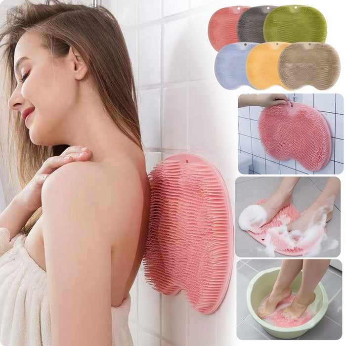 Massage Bath Brush Bathroom Non-slip Bath Mat Back Massage Brush Silicone Suction Cup Foot Rub Pad Body Cleaning Bathing Tool