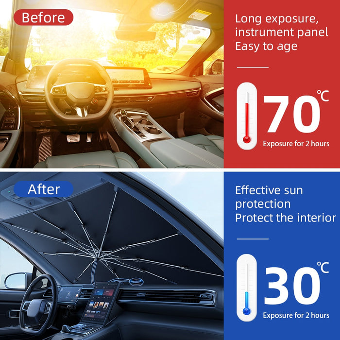 2023 Upgraded Car Windshield Sun Shade Umbrella Foldable Car Sunshade Front Window Cover for UV Ray Block &amp; Sun Heat Protection