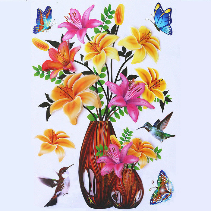 Phalaenopsis Vase Sticker Sticker Wallpaper Self-adhesive 3d Stereo