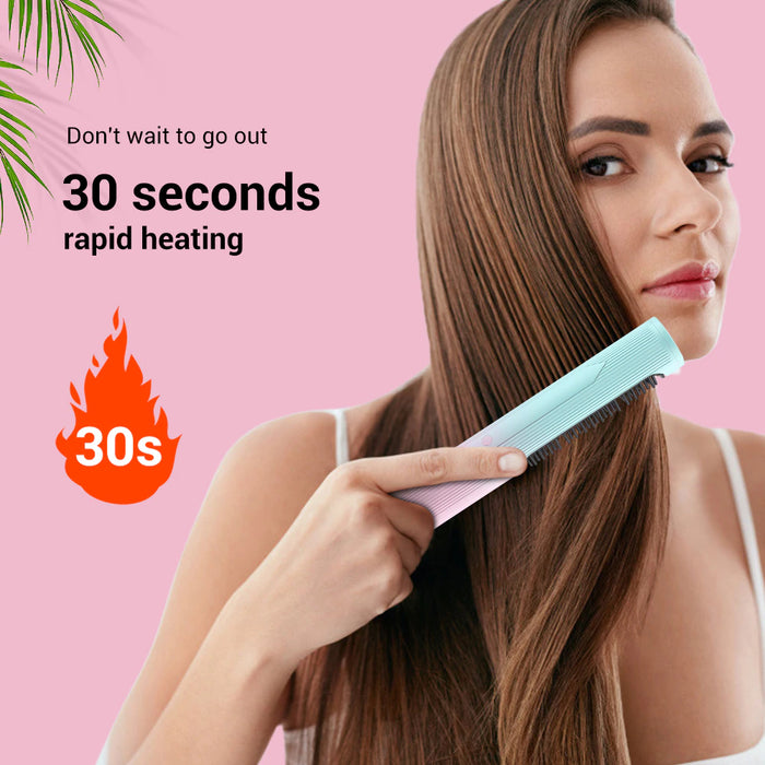 2 in 1 Hair Straightener Brush Professional Hot Comb Straightener for Wigs Hair Curler Straightener Comb Styling Tools