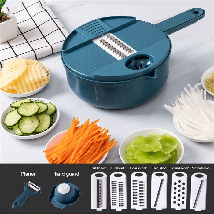 12 In1 Vegetable Cutter Slicer with Basket Fruit Potato Chopper Carrot Grater Multifunctional Vegetable Tool Kitchen Accessories