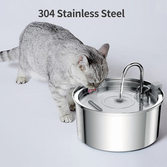 Intelligent Stainless Automatic Steel Cat Water Fountain with Sensor Filters Drinker for Dogs Feeder Pet Mute Dispenser Drinking