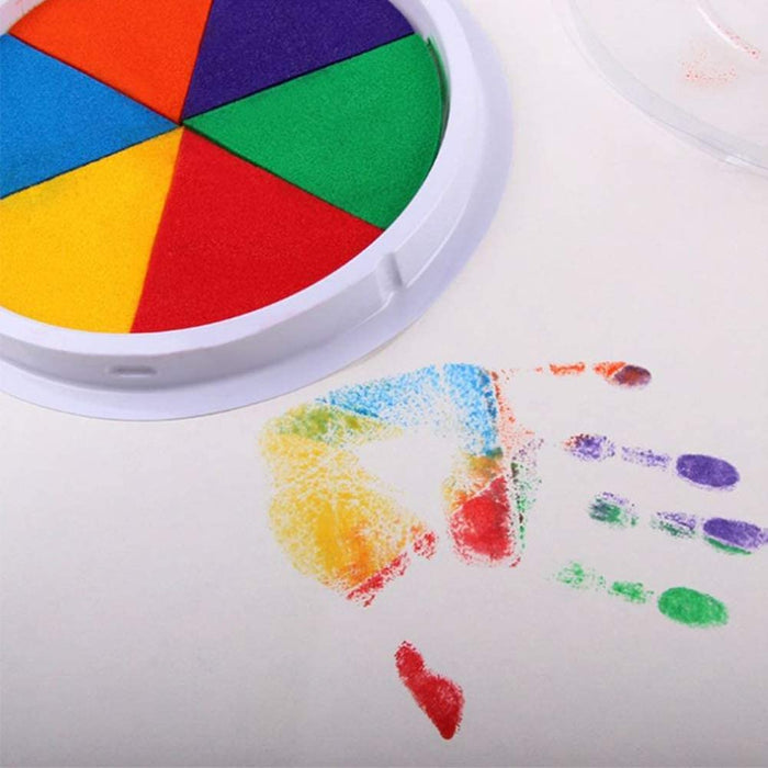 2 Pack Craft Ink Pads Stamps Partner 6 Vivid DIY Colors in round Box Finger Painting Pigment Ink Craft Stamp Pad for Stamps, Paper, Wood, Fabric, for Kid'S Rubber Stamp, Scrapbooking Cards