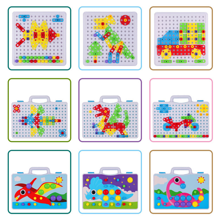 Drilling Screw 3D Creative Mosaic Puzzle Toys for Children Building Bricks Toys Kids DIY Electric Drill Set Boys Educational Toy