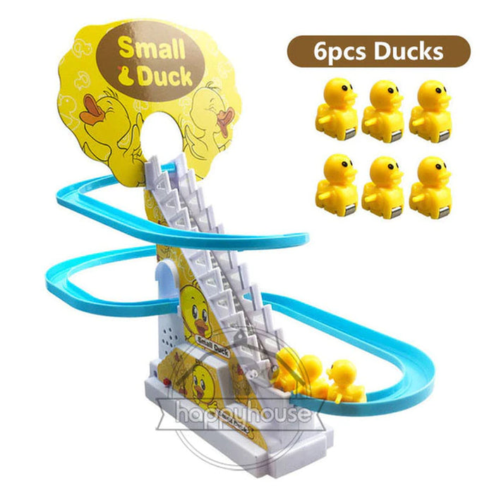 Baby Toys Electric Duck Track Slide Toys Boys Girls Electric Climbing Stairs Toy LED Lights Musical Slide Toys for Children Kids