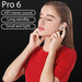 Air Pro 6 TWS Wireless Headphones with Mic Fone Bluetooth Earphones Sport Running Earpiece for Apple Iphone Xiaomi Pro6 Earbuds