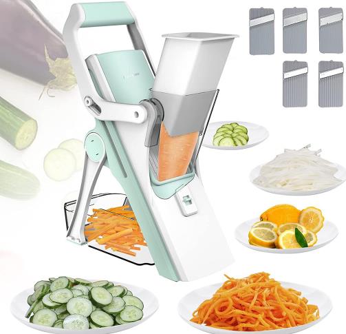 5 in 1 Vegetables Slicer Vegetable Cutter Manual Vegetable Cutter Kitchen Meat Slicer Food Chopper Grater Meat Cutter Not Hurting Your Hands Kitchen Tool