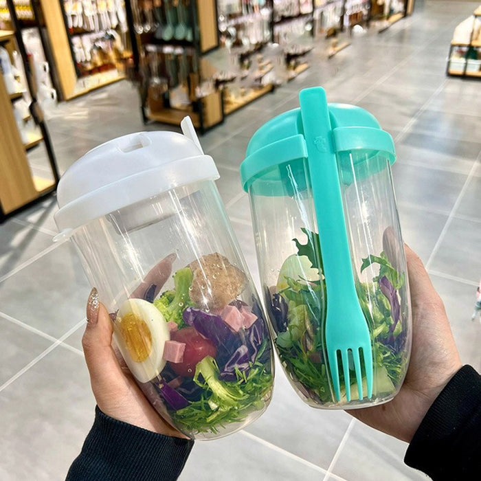 Creative Fresh Salad Cup to Go Container Set with Fork Sauce Cup Portable Picnic Bento Food Box Kitchen Lunch Box Keep Fit