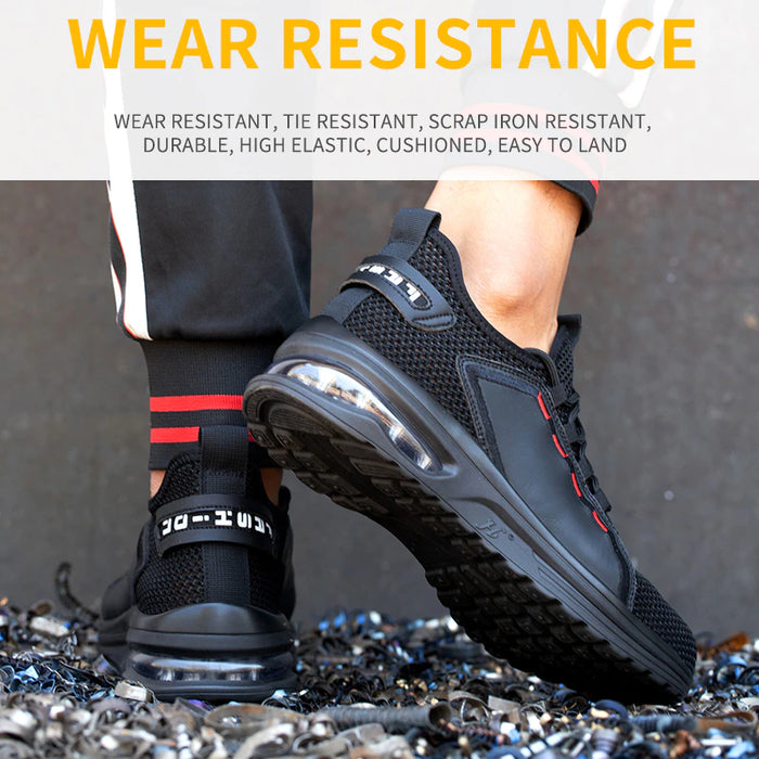 Work Shoes Hollow Breathable Steel Toe Boots Lightweight Safety Work Shoes Anti-Slippery for Men Women Male Work Sneaker