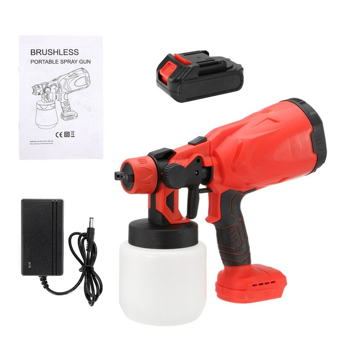 Cordless Electric Spray Gun 2.55Mm Nozzle Airbrush Paint Spray 800ML W/ Battery Charger for Makita 18V Battery Car/Wall Painting