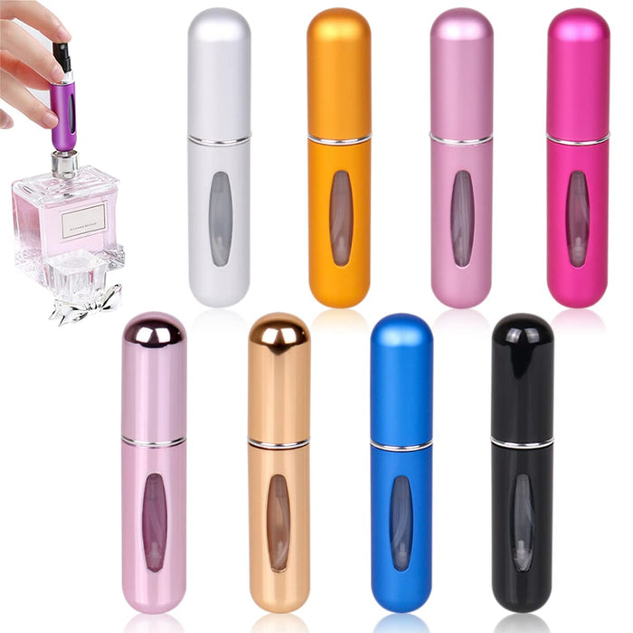 Travel Mini Perfume Refillable Atomizer Container, Portable Perfume Spray Bottle, Travel Perfume Scent Pump Case Fragrance Empty Spray Bottle for Traveling and Outgoing (8 Pack, 5Ml)