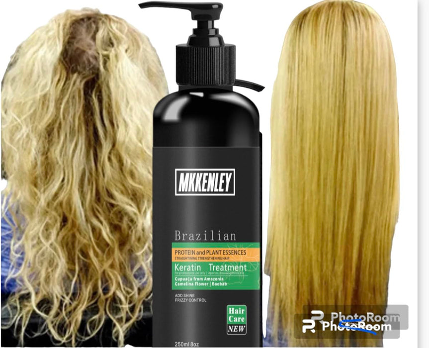 Brazilian Keratin Hair Treatment for All Hair Types Formaldehyde-Free Rich Complex of Proteins Argan Oil Instant Results Super Shiny Soft Straight Hair for Months (250Ml , 8Oz)