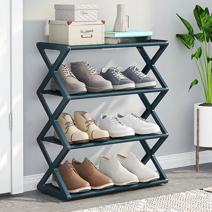X-Shaped Shoe Rack for Home Multifunctional Steel Assembly Shoecase for Students Dormitory Dustproof Storage Shelf