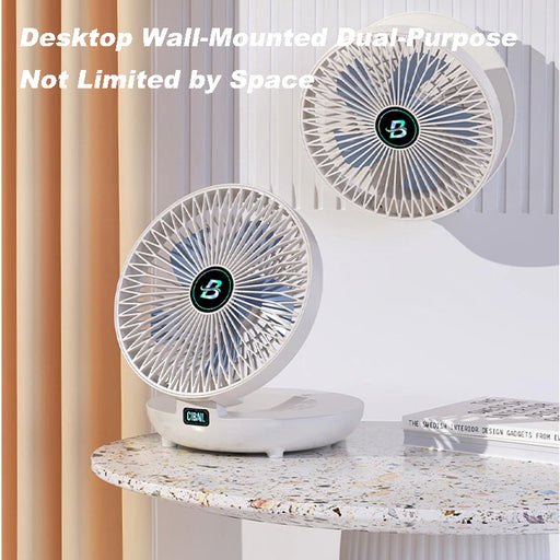 Wall-Mounted Desktop Fan Type-C Charging Portable Table Fans 3 Speeds Silent Brushless Motor Foldable Air Cooler for Home Office