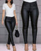 Womens Casual PU Leather Pants Solid Color, Sexy Tight Stretchy Legging Trousers with Pockets