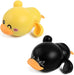 Bathtub Toy Swimming Duckling Windup Duck Bath Toy Floating Water Toy Clockwork Swimming Duck for Boys and Girls (Yellow+Black)
