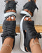 Summer Women Sandales Fashion Shoes Casual Flat Peep Toe Contrast Paneled Cutout Lace-Up Muffin Sandals Platform Sport Sandalias