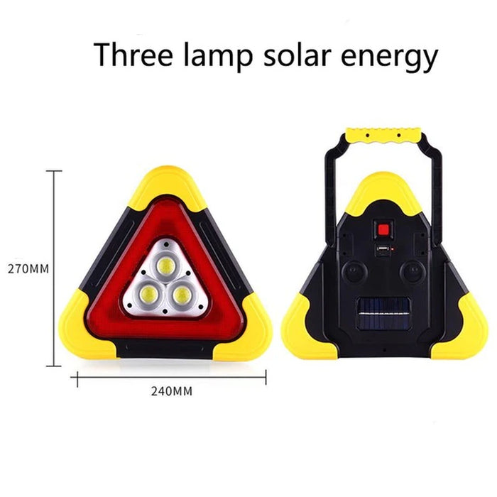2-IN-1 Solar Emergency Triangular Roadside Warning Light Safety Emergency Breakdown Alarm Lamp Portable Flashing Light on Hand