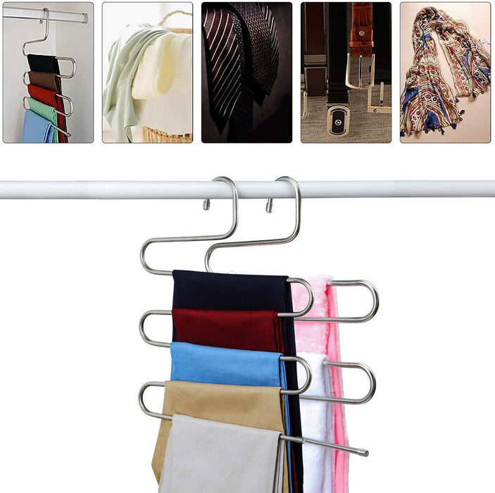 Trousers Hanger 5 Layers S Shape Pants Scarf Hanger Holder Closet Space Saver