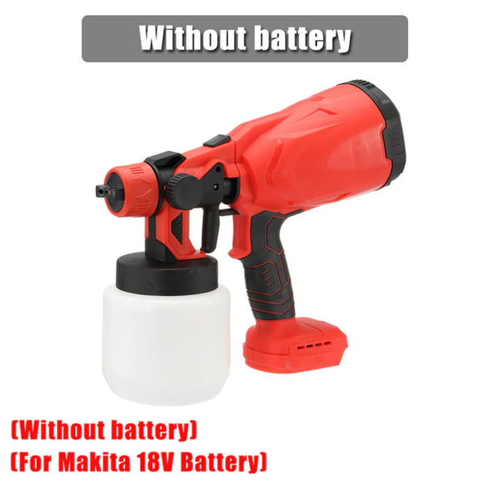 Cordless Electric Spray Gun 2.55Mm Nozzle Airbrush Paint Spray 800ML W/ Battery Charger for Makita 18V Battery Car/Wall Painting