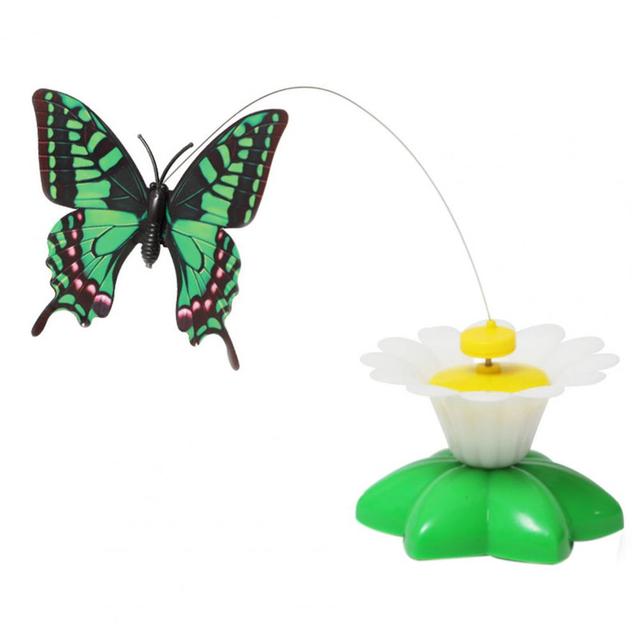 Interactive Cat Toy Cat Teaser Pet Supplies with 360 Degree Rotating Flying Bird Bee Butterfly and Flower Base