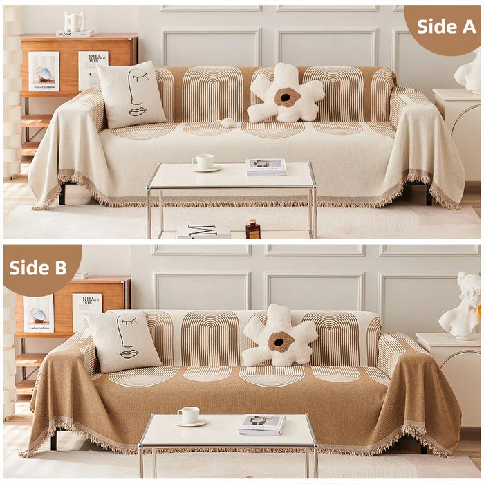 Nordic Tassel Throw Blanket Single Full Four Season Cotton Sofa Cover Dust Anti-Cat Scratch Protection Cover Sofa Blanket Carpet