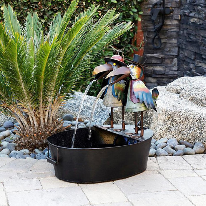 Resin Owl Water Fountain Statue Animal Model Ornamental Multi-Color Freestanding Garden Decor for Yard