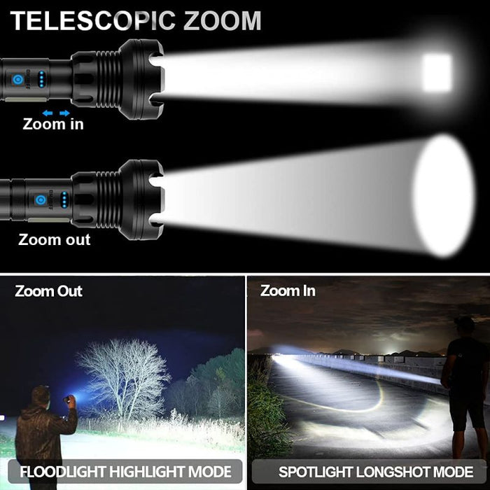Led Rechargeable Tactical Flashlight 90000 High Lumens