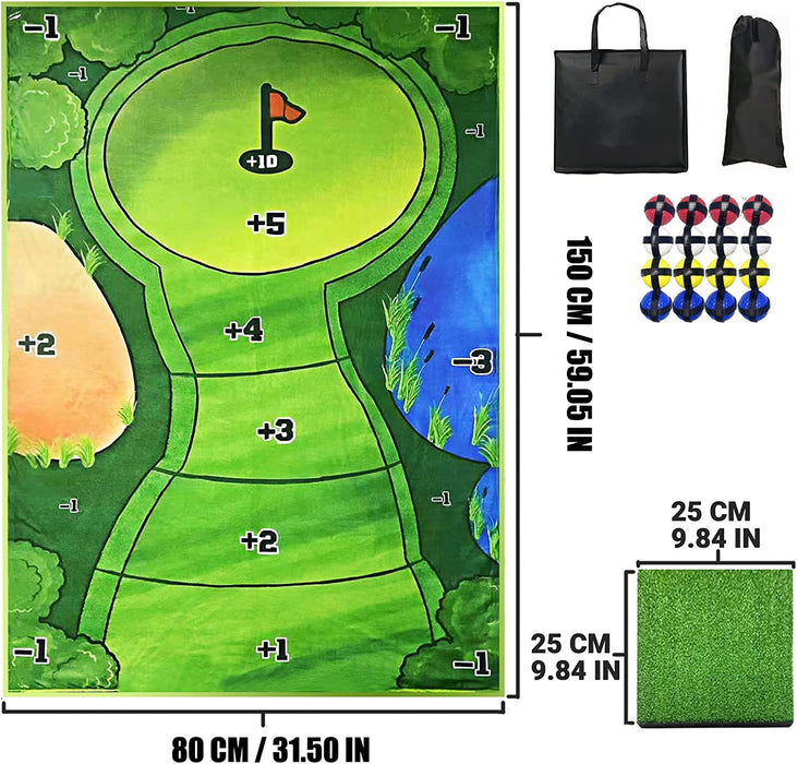 Golf Game Set Golf Game Mat, 16 Golf Balls for Outdoor Use, Golf Chipping Mat, Carrying Bag-Mini Golf Course, Golf Training Aid Equipment for Indoor Outdoor Game