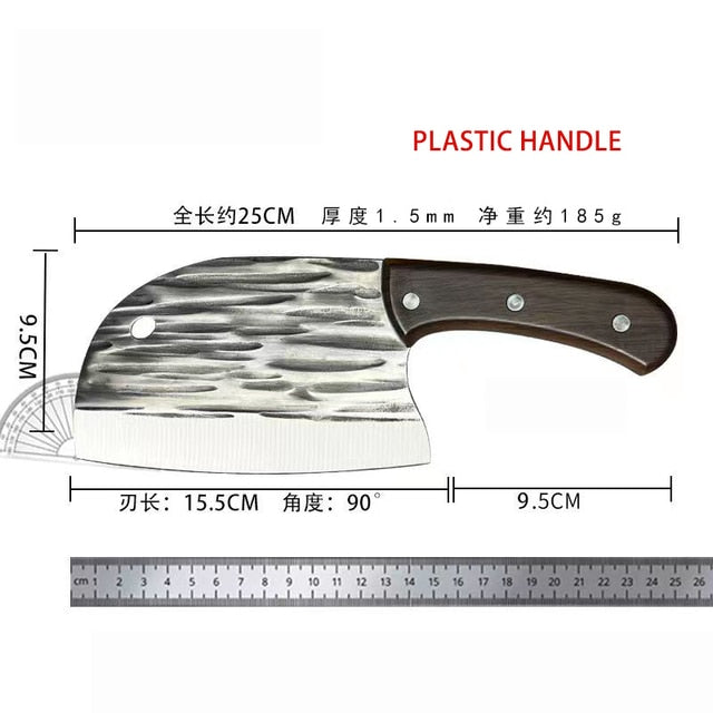 Wooden Handle Upgrade High Carbon Steel Meat Cleaver Knife Heavy Duty Dragon Bone Heavy Cutting Knife Premium Butcher Chopper