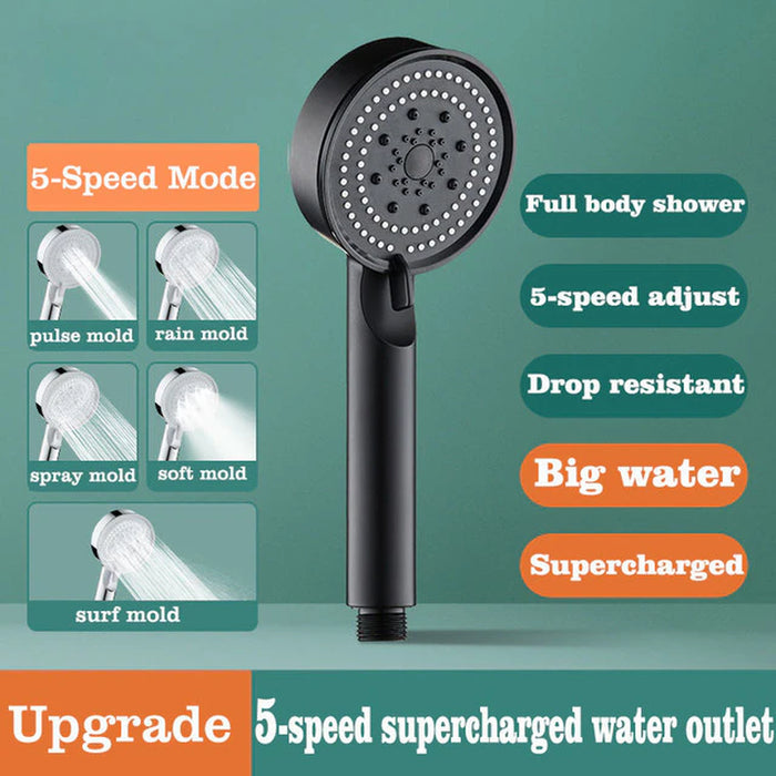 5 Modes Shower Head Adjustable High Pressure Water Saving Shower Head Water Massage Shower Head Hook Hose Bathroom Accessories