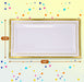 10 White Rectangle Trays with Gold Rim Border for Elegant Dessert Table Serving Parties 14" X 7.5" Heavy Duty Disposable Paper Cardboard for Platters Cupcake Display Birthday Party Weddings Food Safe