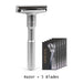 ORIGINAL QSHAVE Adjustable Safety Razor Double Edge Classic Mens Shaving Mild to Aggressive 1-6 File Hair Removal Shaver It with 5 Blades