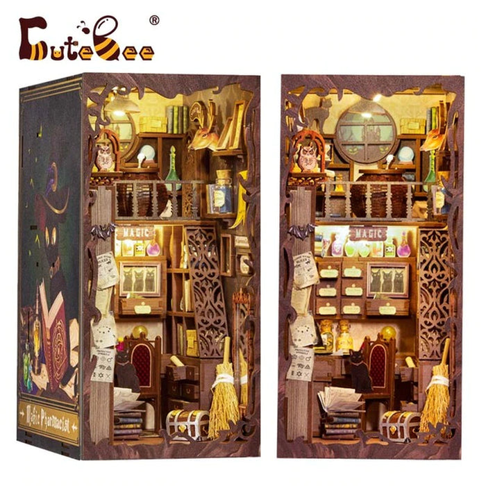 CUTEBEE DIY Book Nook Kit Miniature Book Nook with Touch Light Model Building Adults for Christmas Decoration (Magic Pharmacist)