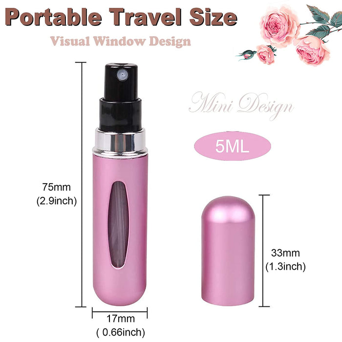 Travel Mini Perfume Refillable Atomizer Container, Portable Perfume Spray Bottle, Travel Perfume Scent Pump Case Fragrance Empty Spray Bottle for Traveling and Outgoing (8 Pack, 5Ml)