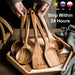 Natural Wood Tableware Spoon Ladle Turner Long Rice Colander Soup Skimmer Cooking Spoons Scoop Kitchen Tool Set