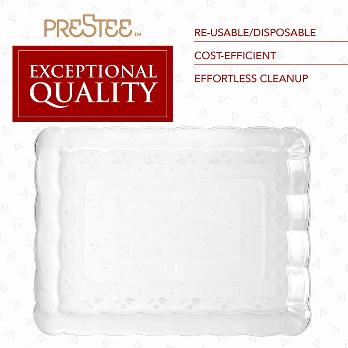 12 Plastic Serving Trays 9X13 Inches Rectangular Disposable Serving Trays and Platters for Parties | Clear Plastic Tray for Food | Trays for Serving Food | Party Platters and Trays (12-Pack)