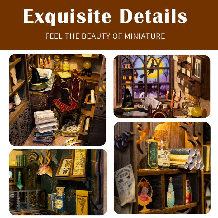 CUTEBEE DIY Book Nook Kit Miniature Book Nook with Touch Light Model Building Adults for Christmas Decoration (Magic Pharmacist)