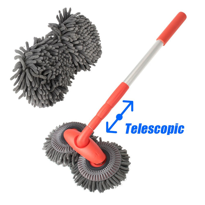 Car Washer Mop Foam Wash Chenille Brush Windshield Roof Window Cleaning Maintenance Stretching Handle Set Auto Care Accessories
