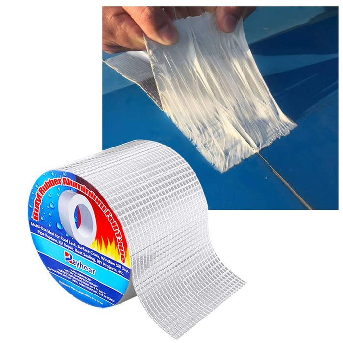 Professional Super Waterproof Tape, Aluminum Butyl Rubber Tape for Pipe/Metal/Rv Awning/Roof Leak/Window Seal/Boat, 4In Wide 16.4Ft Long