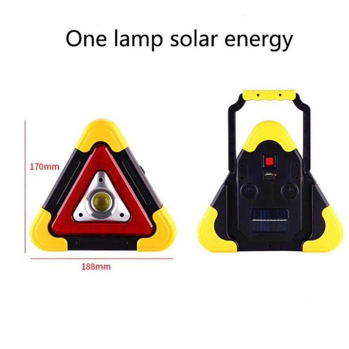 2-IN-1 Solar Emergency Triangular Roadside Warning Light Safety Emergency Breakdown Alarm Lamp Portable Flashing Light on Hand