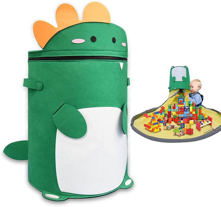 Toy Storage Bucket Children Blocks Play Mat Bag Large Capacity Cartoon Felt Laundry Basket Lid Toy Organizer Accessories Stuff