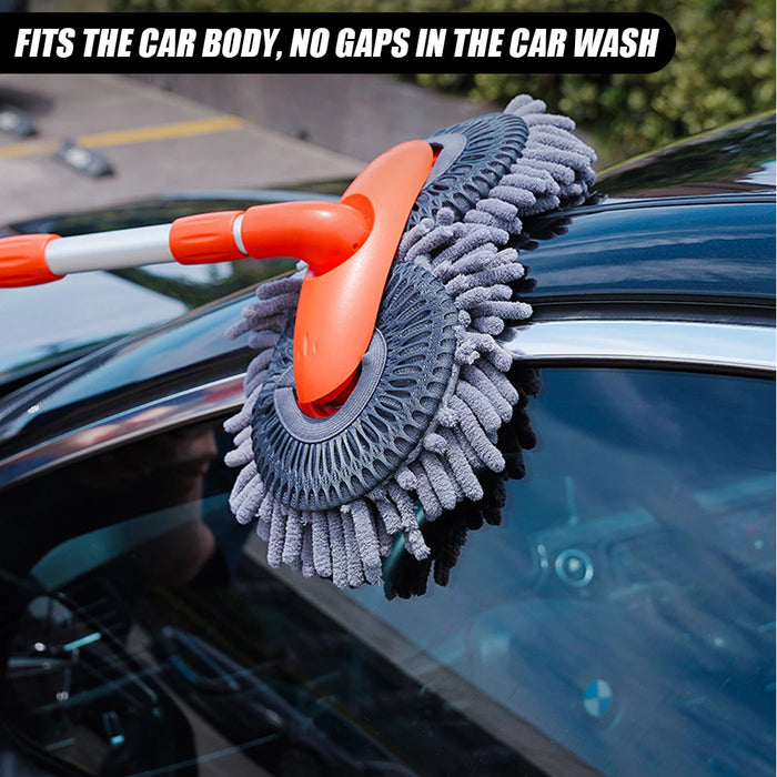Car Washer Mop Foam Wash Chenille Brush Windshield Roof Window Cleaning Maintenance Stretching Handle Set Auto Care Accessories