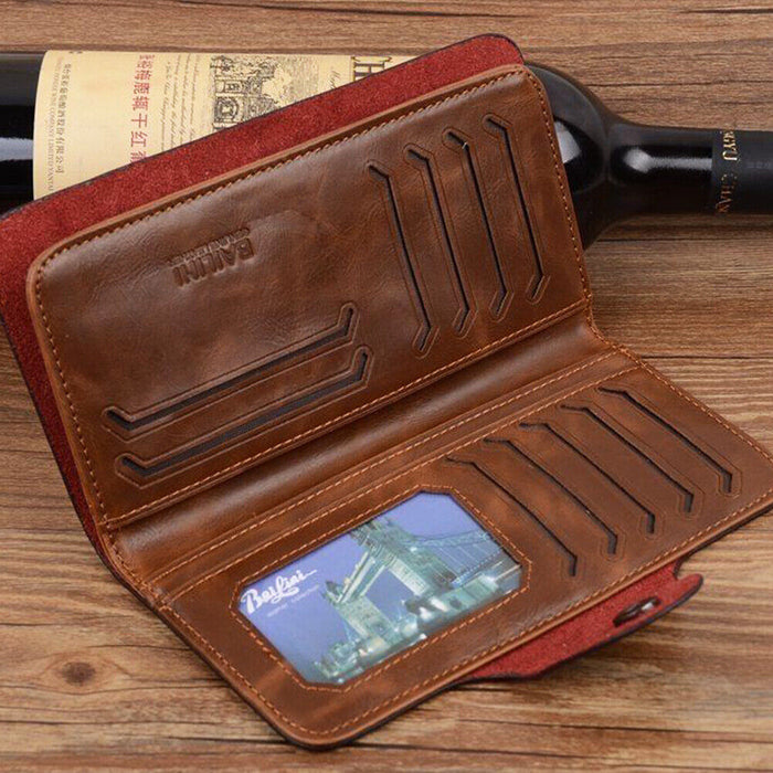 Mens Leather Wallet Long Credit Card Holder Bifold Purse Clutch Pocket NEW
