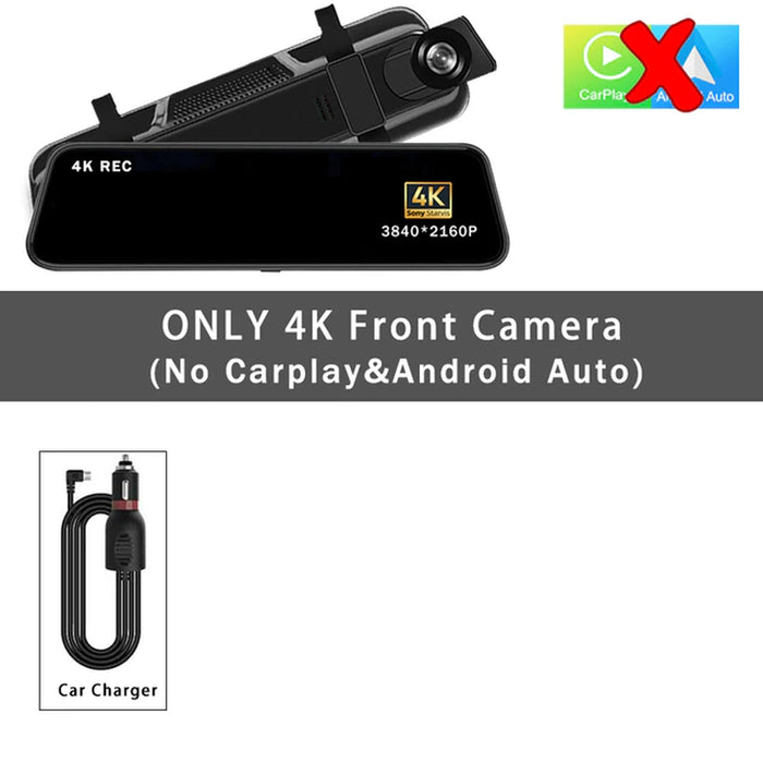 4K 2160P Carplay Android Auto Car Dvr Stream Rearview Mirror GPS 5G WIFI Dash Cam FM Radio Dashcam Car Camera Drive Recorder